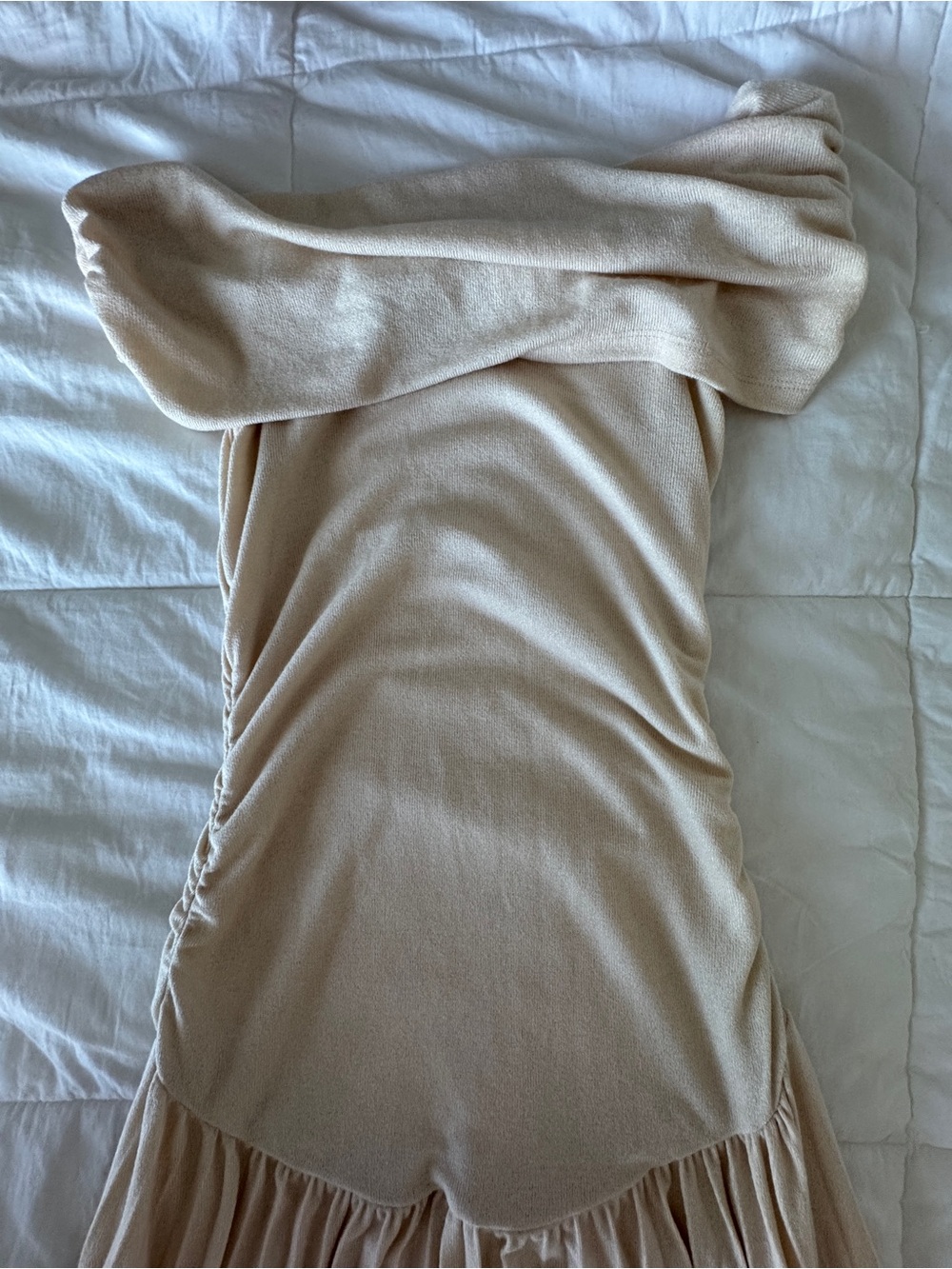 Lioness Field of Dreams Off Shoulder Ruched Maxi Dress Oatmeal Small - Picture 8 of 15
